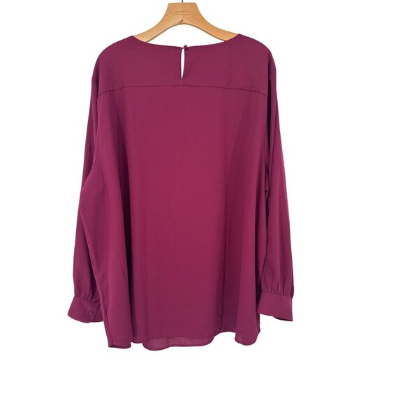 Loft Plus Womens Plum Blouse Size 26 Polyester Long Sleeve Button Detail - Picture 3 of 4